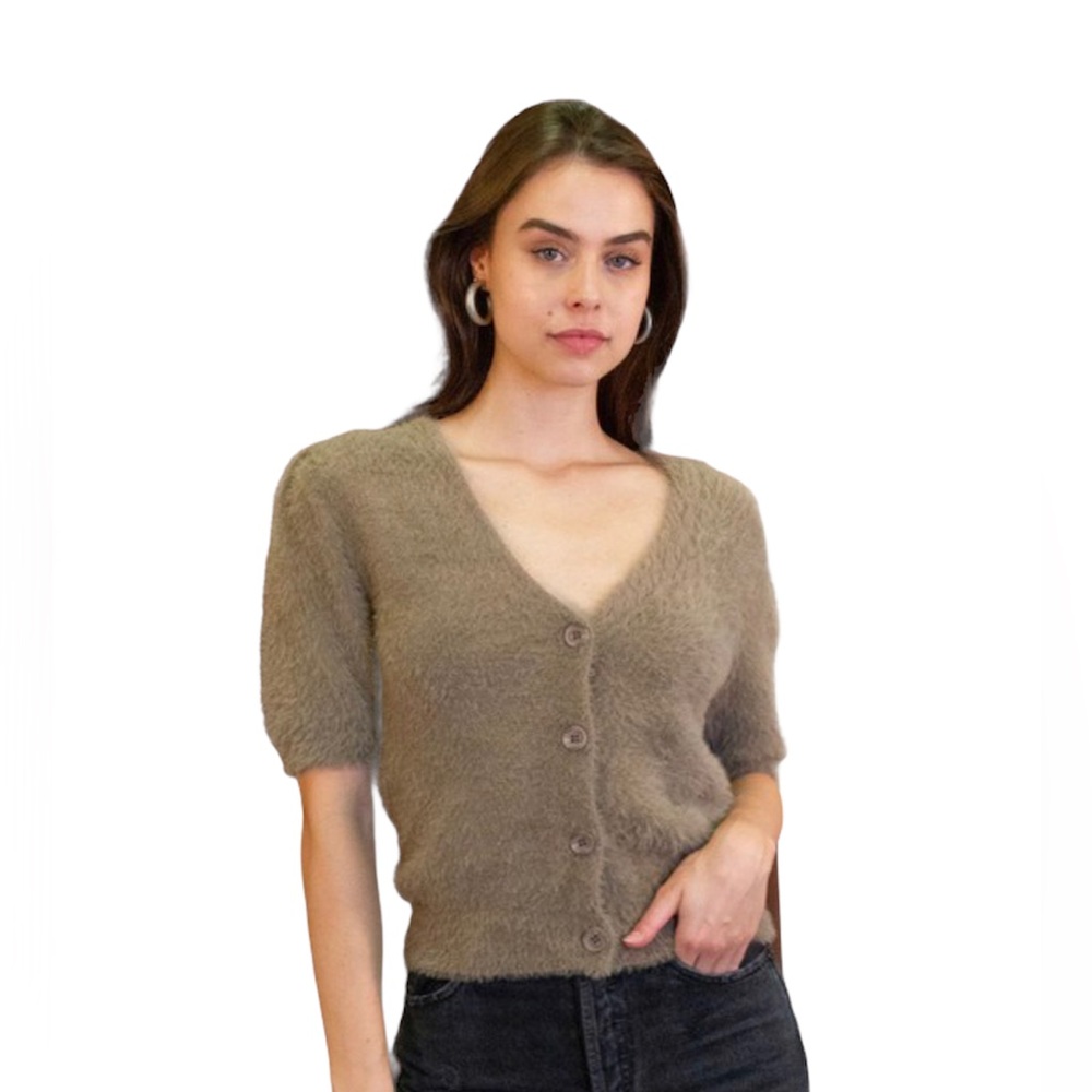 Mink fuzzy knit sweater